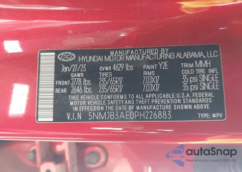 2023 Hyundai Tucson Sel из США, поврежденный, VIN 5NMJB3AE0PH226883